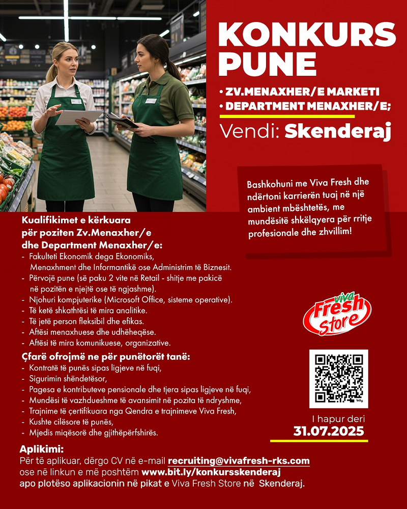 Zv.Menaxher/e Marketi, Department Menaxher/e - Skënderaj